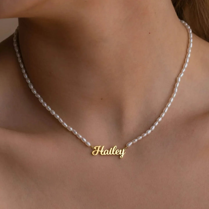 COLLANA CON NOME E PERLE D'ACQUA DOLCE