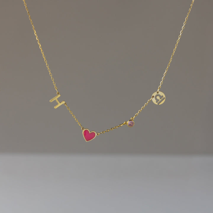 Dainty Space Charm Necklace in 18K Gold