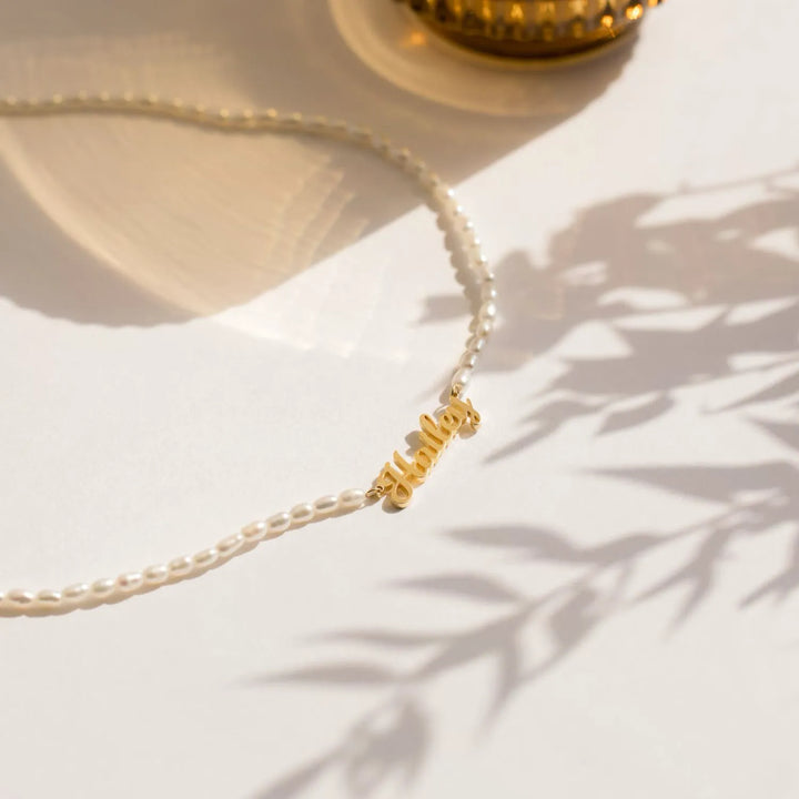 COLLANA CON NOME E PERLE D'ACQUA DOLCE