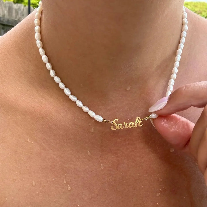 COLLANA CON NOME E PERLE D'ACQUA DOLCE