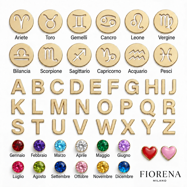 Custom Initial Heart Necklace with Birthstone and Zodiac Sign
