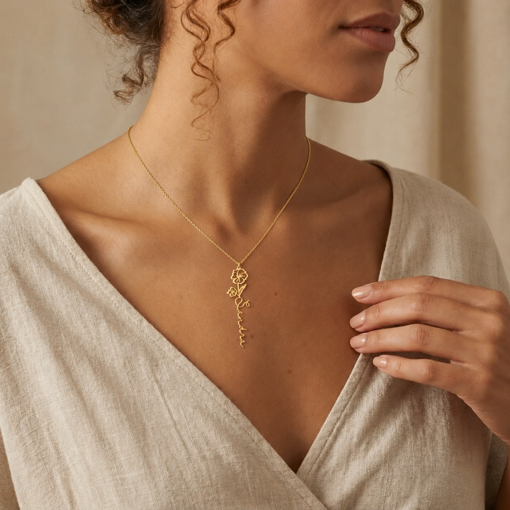 COLLANA NOME & FIORE DI NASCITA