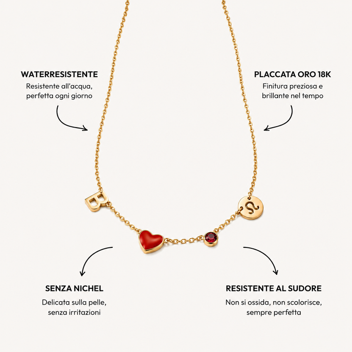 COLLANA CON INIZIALE A FORMA DI CUORE