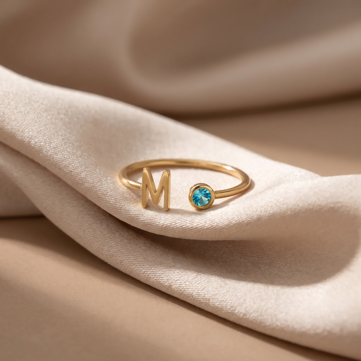 INITIAL & BIRTHSTONE RING