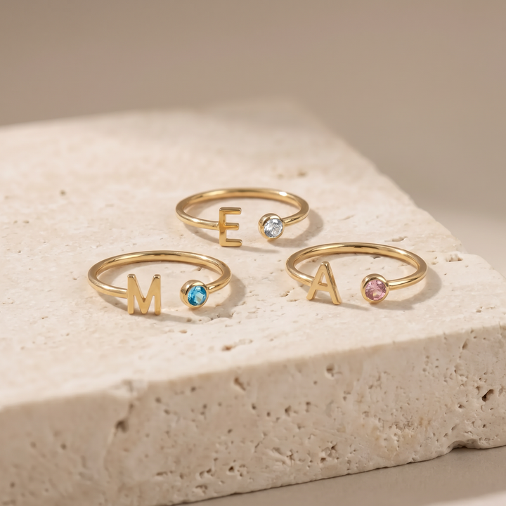 INITIAL & BIRTHSTONE RING