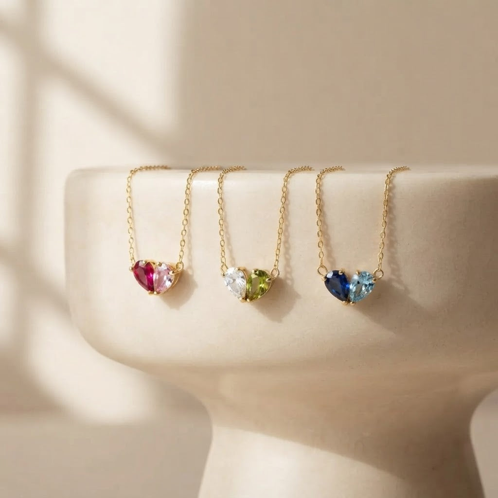 LIORA BIRTHSTONE HEART NECKLACE