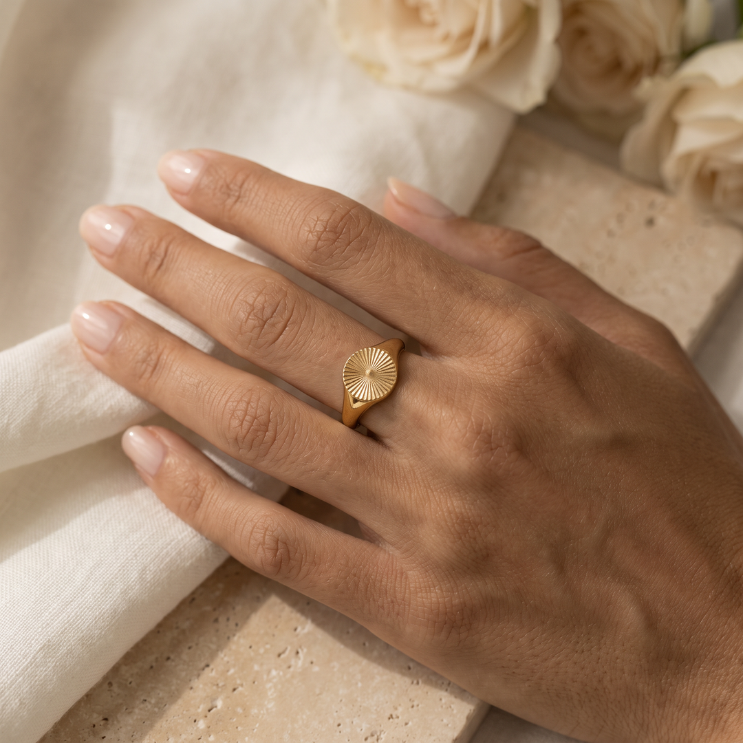 SUNBURST SIGNET RING
